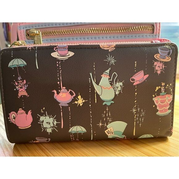 Loungefly Disney Alice Hatter In Wonderland Mad Tea Party Backpack & Wallet NWT - Picture 3 of 16